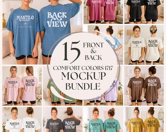 Comfort Colors 1717 Front Back Mockup Bundle, 1717 Front and Back Mockups, c1717 Front and Back Mockup Bundle, 15 Front Back t-shirt Mocks