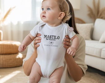 Rabbit Skins 4424 Infant Fine Jersey Bodysuit Mockup, White Baby Bodysuit Mockup, Lifestyle Baby Mockup, Baby One piece mockup, RS4424