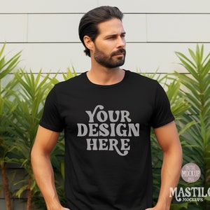 Bella Canvas 3001 schwarzes Hemd, BC Mockup, schwarzes Mockup, Unisex-Größe, Modell Mockup T-Shirt, Herren Mockup, Bella Canvas Mockup, 3001
