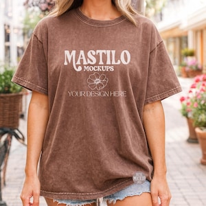 Comfort Colors C1717 Espresso Shirt Mockup, CC1717 Espresso T-Shirt Mockup, Graphic Tee Mockup, Brown Shirt Mockup, Woman Model Mockup