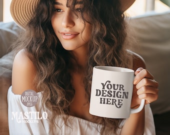 11oz Coffee Mug Mockup, Styled Stock Photography, Photo Graphic Design Mock Up, Mug mockup model, blank mug, white coffee mug mock up, Boho