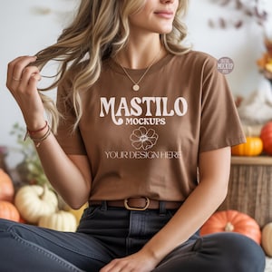 Fall Comfort Colors C1717 Espresso Shirt Mockup, CC1717 Espresso T-Shirt Mockup, Graphic Tee Mockup, Fall Mockup, Woman Model Mockup, Autumn