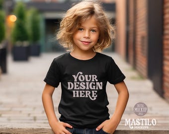 Bella Canvas 3001T Mockup Black, Bella Canvas Toddler Tee Mockup, kids T Shirt Mockup, Black T-shirt Mockup, Toddler Tee Mockup, SVG Shop