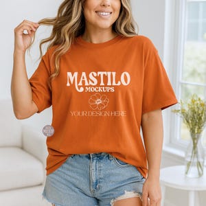 Gildan 5000 Texas Orange Tshirt Mockup, Orange T-shirt Mockup, Gildan Simple Tee Mockup, Minimal Neutral Boho Aesthetic Shirt Mockup