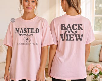 Comfort Colors 1717 Blossom Front Back Mockup, 1717 Blossom Front and Back Mockup, c1717 Front and Back Mockup, Front Back Comfort Colors