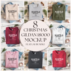 Christmas Flat Lay Gildan 18000 Mockup, Christmas Sweatshirt Mockup, Christmas Folded Sweater Flat lay Mockup, Winter Flat lay Mockup Boho