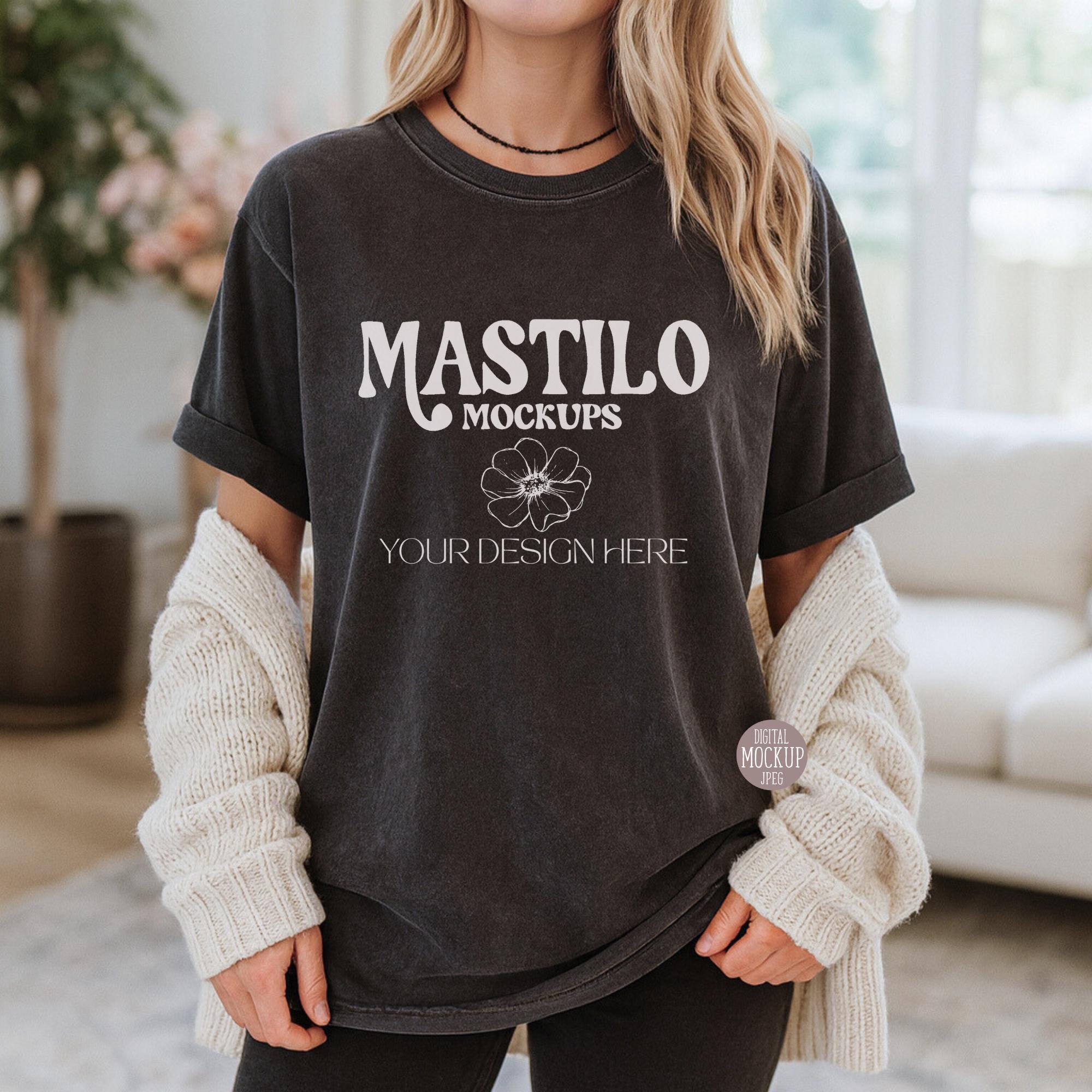 MARKELONA スカルデザイン ベスト Bela Canvas 4810 Washed Black Oversized T-shirt Mockup, 4810