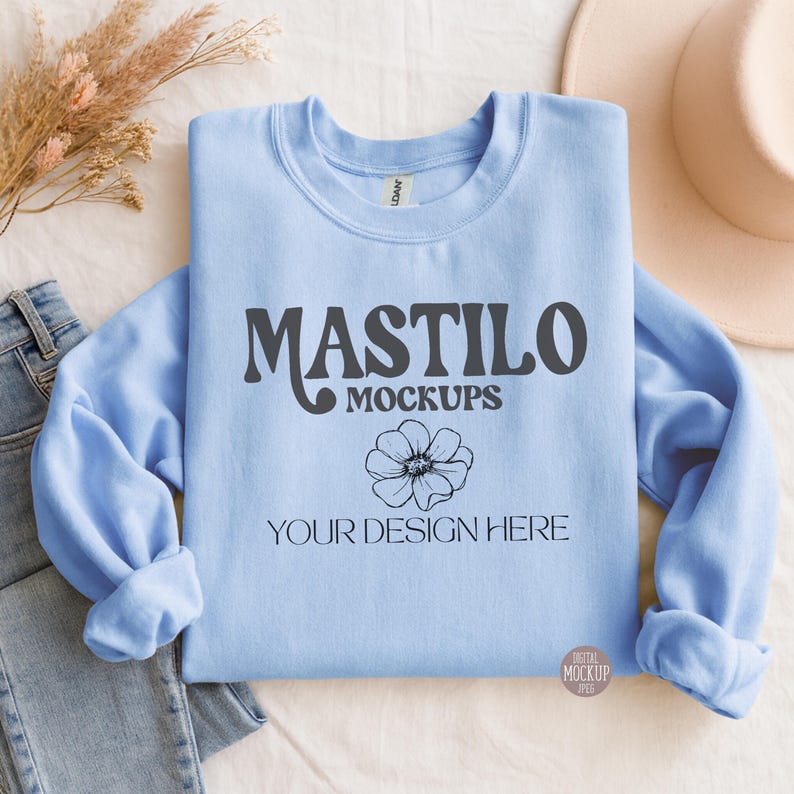 Folded Gildan 18000 Sweatshirt Mockup Bundle, G18000 Crewneck Mock-up Bundle, Sweatshirt Mockups, Boho Gildan 18000 Flatlay POD folded Mocks