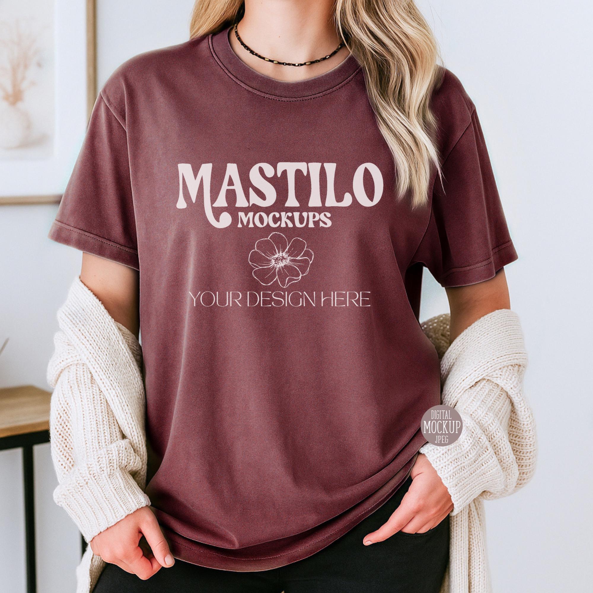 Bela Canvas 4810 Washed Maroon Oversized T-shirt Mockup, 4810
