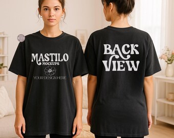 Comfort Colors 1717 Black Front Back Mockup, 1717 Black Front and Back Mockup, c1717 Front and Back Mockup, Front Back Comfort Colors Mockup