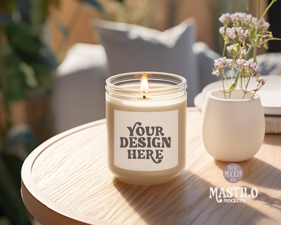Minimalist Candle Mockup, Boho Candle mockup, White Candle mockup, Styled Stock photography, Jar candle mock up, Spring Candle Mockup