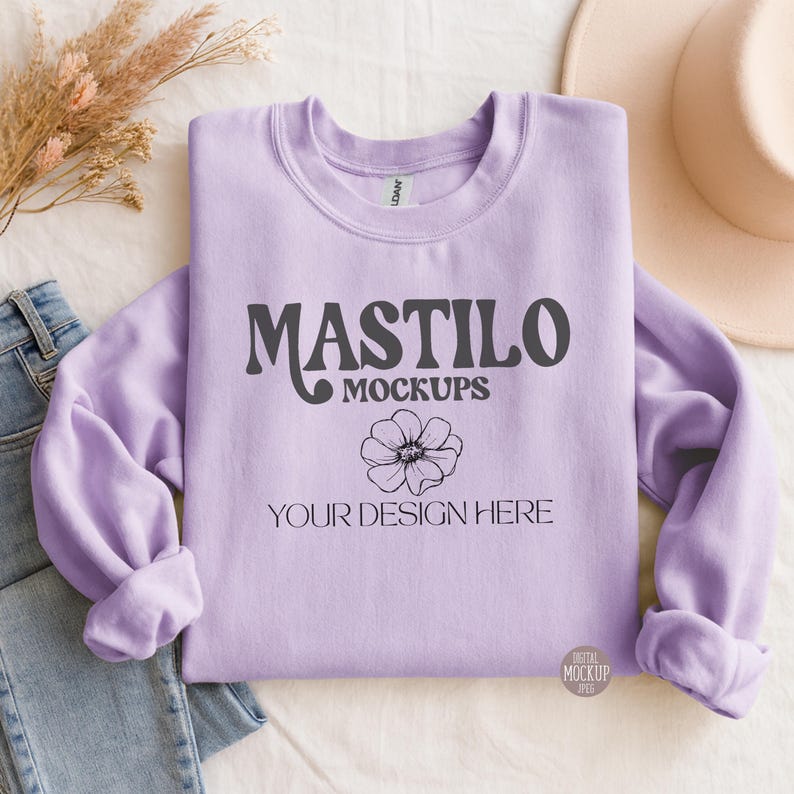 Folded Gildan 18000 Sweatshirt Mockup Bundle, G18000 Crewneck Mock-up Bundle, Sweatshirt Mockups, Boho Gildan 18000 Flatlay POD folded Mocks