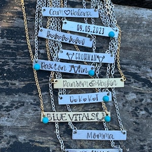Bar Necklace With Turquoise Stone