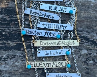 Bar Necklace With Turquoise Stone