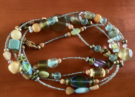 Vintage MEi FA art glass beaded necklace. - image 1