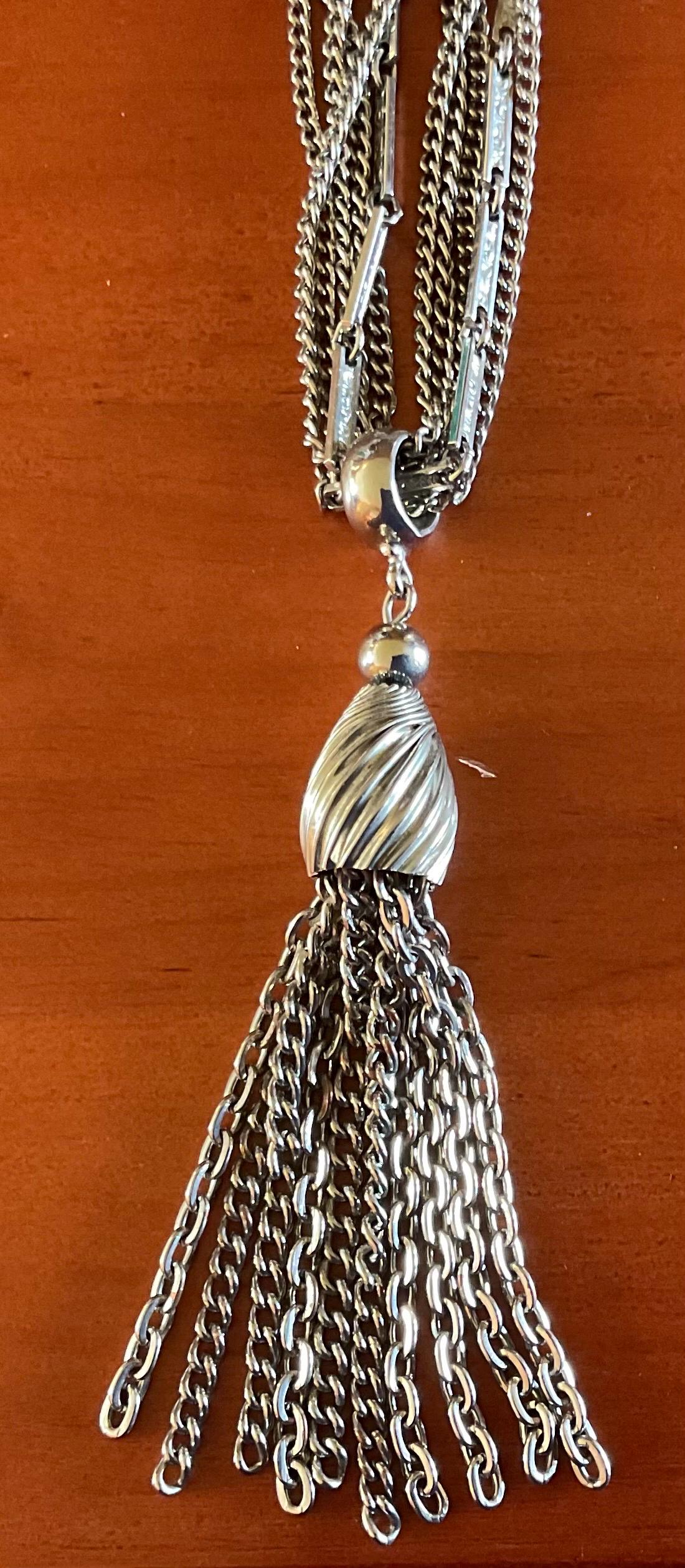 Beautiful Vintage Silver Tone Tassel Necklace. - Etsy