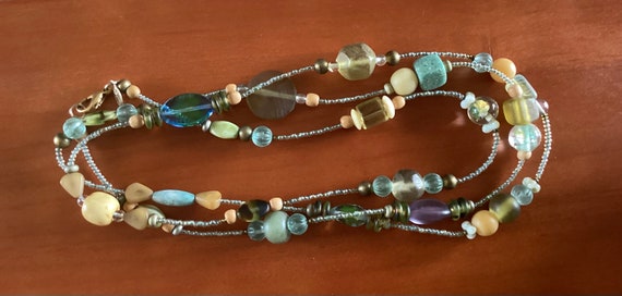 Vintage MEi FA art glass beaded necklace. - image 2