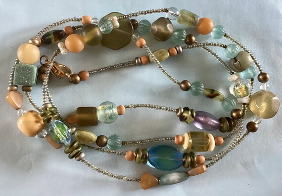 Vintage MEi FA art glass beaded necklace. - image 3