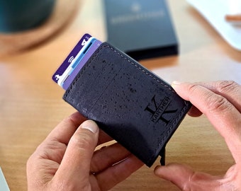 Personalized Cork RFID Wallet, Custom Engraving Sleek Wallet, Perfect Gift for Anniversary, Birthday