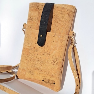 Mini bolso bandolera de corcho, monedero minimalista de piel vegana para móvil - Ecológico y ligero