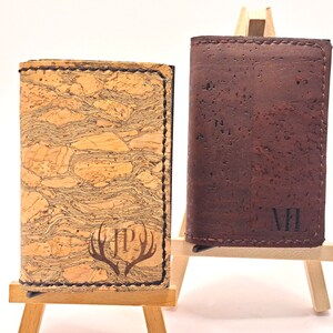 Cartera de corcho con estuche RFID, regalo personalizado, cartera vegana ecológica hecha a mano