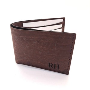 Cartera de corcho, RFID segura, Cartera vegana hecha a mano, Cartera delgada grabada, Regalo personalizado