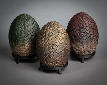 3 Piece Set Realistic Dragon Egg Mother of Dragons 3D Printed, Hand Painted