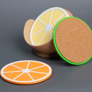 Citrus Theme Coaster Set, 3D Printed