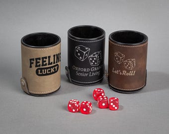 Custom Logo Dice Cup, Corporate Gift, Promotional Items, Laser Engraved, Multiple Colors