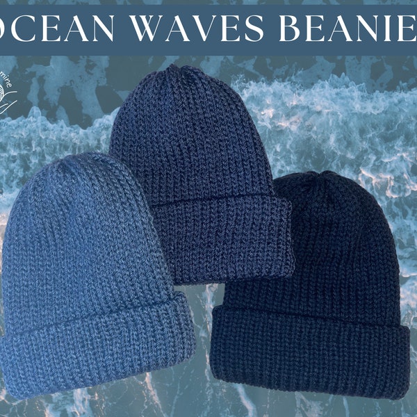 Handmade Knit Ocean Waves Beanies