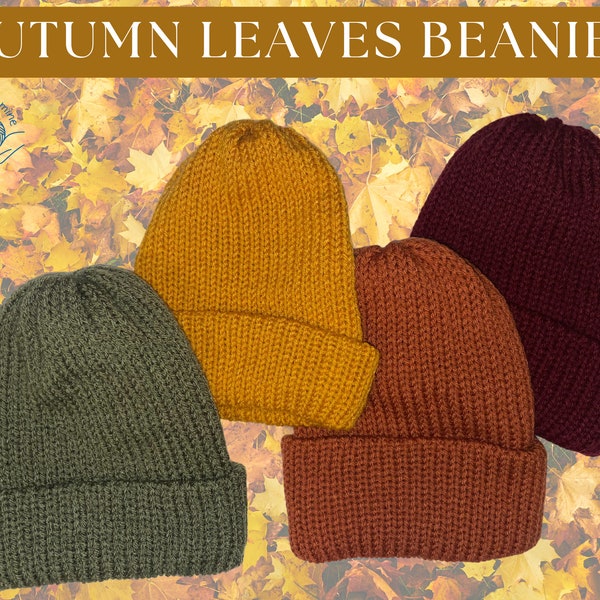 Handmade Knit Autumn Leaves Beanies Winter Hats