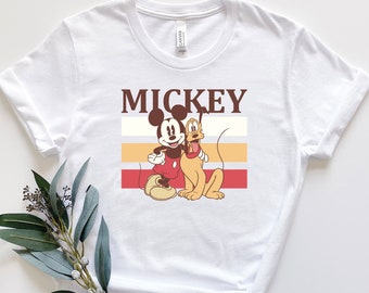 Disney Mickey Mouse and Pluto Mickey And Friends Pluto Retro Line T-Shirt Unisex Adult T-shirt Kid Shirt Long Sleeve Hoodie Women's Tank
