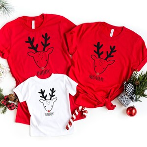 Personalised Matching Reindeer Christmas T-shirts