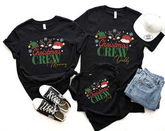 Lindas camisetas familiares de Navidad a juego, top de Navidad familiar a juego, camisetas navideñas, camisetas familiares festivas camiseta de manga corta