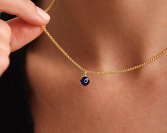 Collar de mal de ojo personalizado, collar con dije, joyería minimalista, collar delicado, collar de protección, collar con letras, joyería de mal de ojo