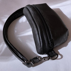 Black ECOleather belt bag shoulder bag city bag hip bag image 6