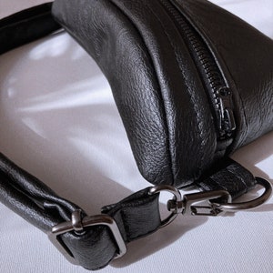 Black ECOleather belt bag shoulder bag city bag hip bag image 7