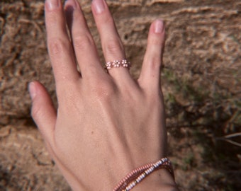 Set of multi-colored bracelets and ring