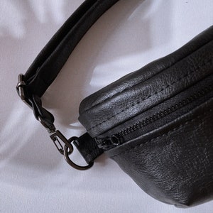 Black ECOleather belt bag shoulder bag city bag hip bag image 8
