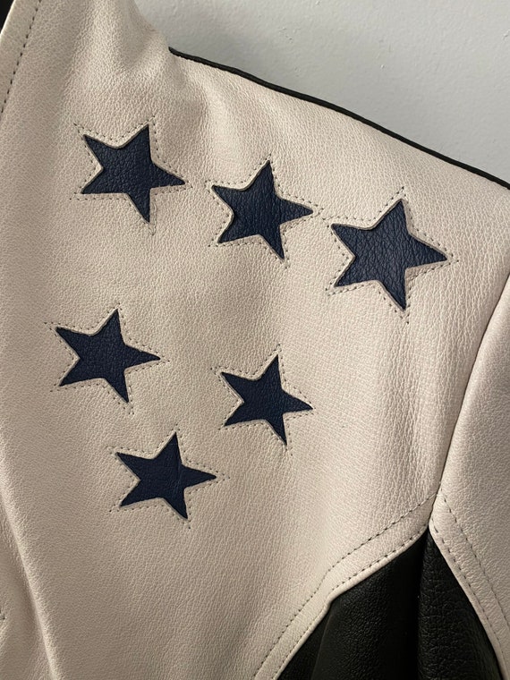 Vintage American Flag Leather Biker Jacket - Gem