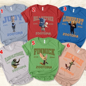 Disney Zootopia Unisex T-shirt, Halloween Zootopia Character Shirt, Bellwether Finnick Zootopia Nick Judy Shirt, Disneyland Family Crew Tee