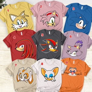 Custom Disney Sonic the Hedgehog Unisex T-shirt, Sonic Group Matching Shirt, Sonic Shadow Amy Rose Miles &#39;Tails&#39; Prower Knuckles Shirt Gift