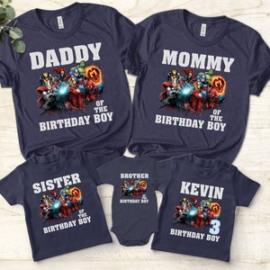 Personalized Avengers Hero Birthday Unisex T-shirt, Avenger&#39;s Boy&#39;s Birthday Shirt, Custom Name Avengers Superhero Birthday Boy Shirt Gift