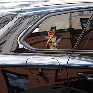 Disney Nick Wilde Judy Hopps Peeker Peeking Car Window Decals - Zootopia Bumper Waterproof Stickers - Pack Stickers