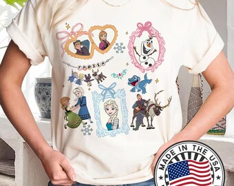 Coquette Rosetter Akvarell Disney Frost T-shirt, Elsa och Anna Prinsessa T-shirt, Olaf och Sven T-shirt, Magic Kingdom Disneyland Familjeresa