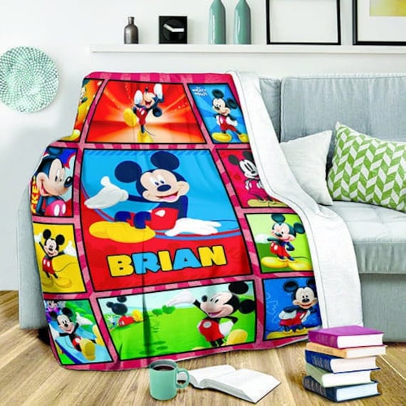 Personalized Mickey Mouse Blanket Custom Name All Mickey Mouse Birthday Gift Mickey Mood Blanket Magic Kingdom Disneyland Mickey Blanket