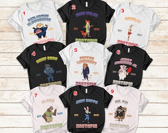 Zootopia Varsity Shirt  Birthday Gift for Zootopia Fan, Disneyland Shirt, Disney World Shirt  Nick Wilde, Judy Hopps, Gazelle, Flash, Yax