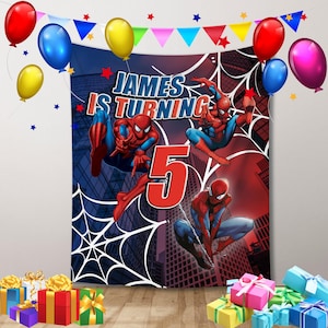 Spiderman Birthday Banner, Spiderman Birthday Backdrop Decor, Spiderman Birthday Decoration, Spiderman Party Decoration