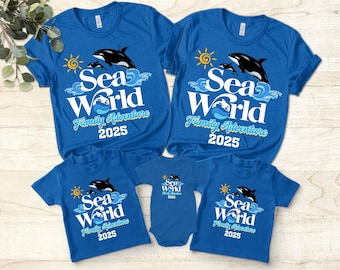 Sea World Family Adventure 2025 Matching T-shirt, Sea World Family Adventure Family Shirt, Personalized Shirt, Family Beach Vacation Shirt