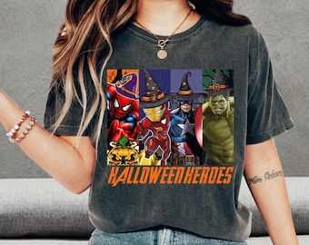 Avengers Superhero Halloween Shirt, Iron Man, Captain America, Thor, Hulk, Avengers Abbey Road Halloween Shirt, Happy Halloween Shirt